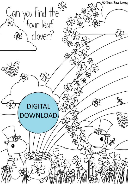 Clover Search - Dinosaur Coloring Page