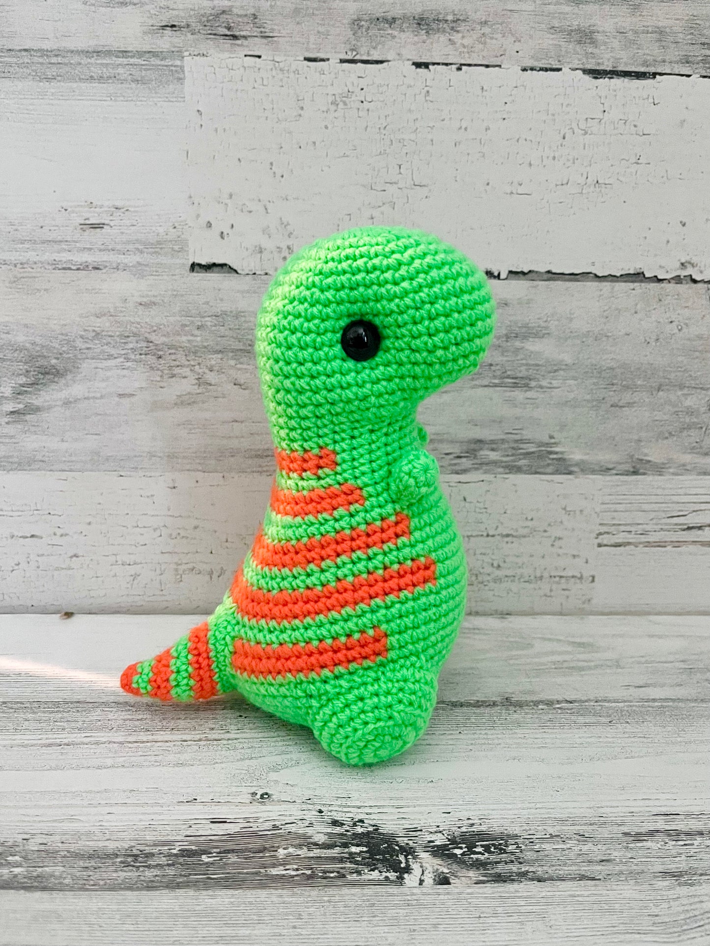 Neon Green and Orange - Chubby Dinosaur