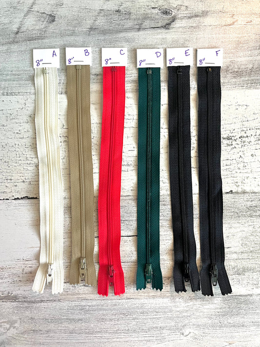 8 inch Zippers