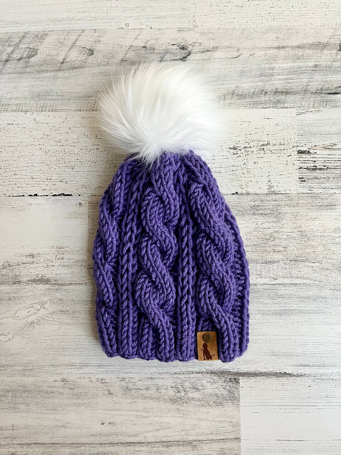 Eternity Cabled Beanie with Faux Fur Pom
