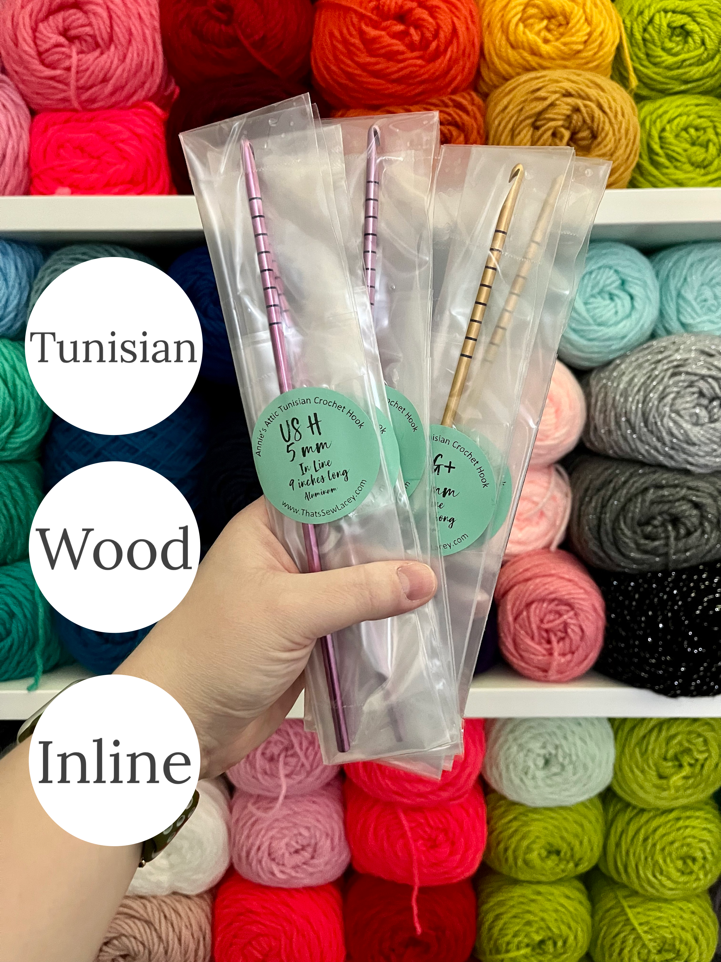 ALL Wood SHORT Inline Tunisian (Afghan) Crochet Hooks