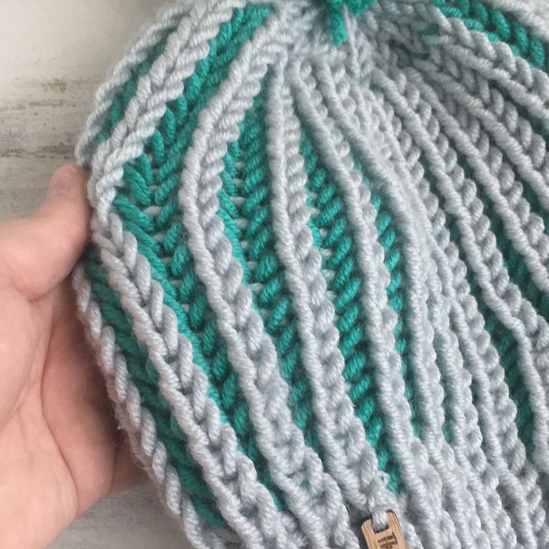Gray & Teal - Beeline Beanie