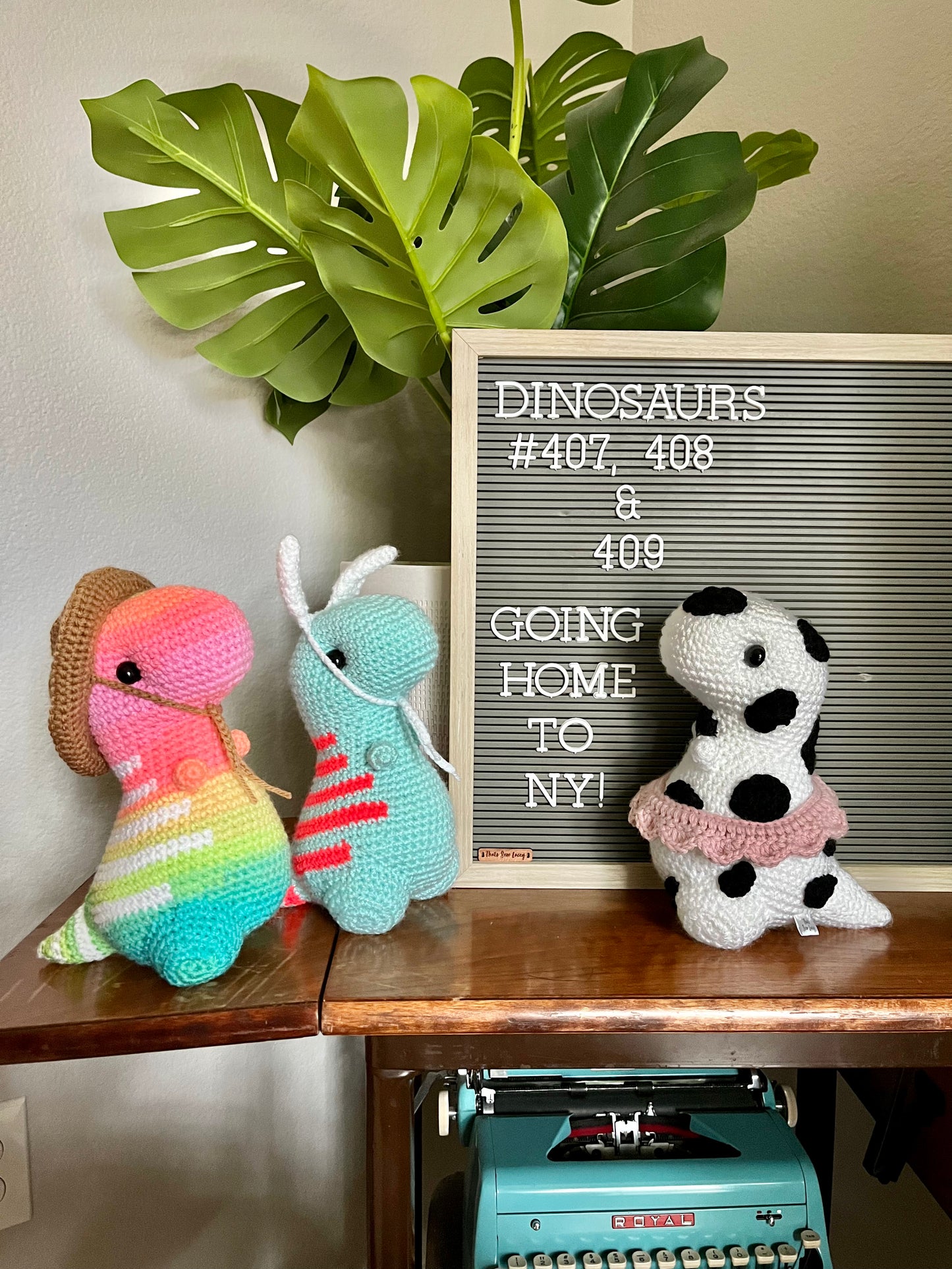 Sparkle Turquoise & Coral - Chubby Dinosaur