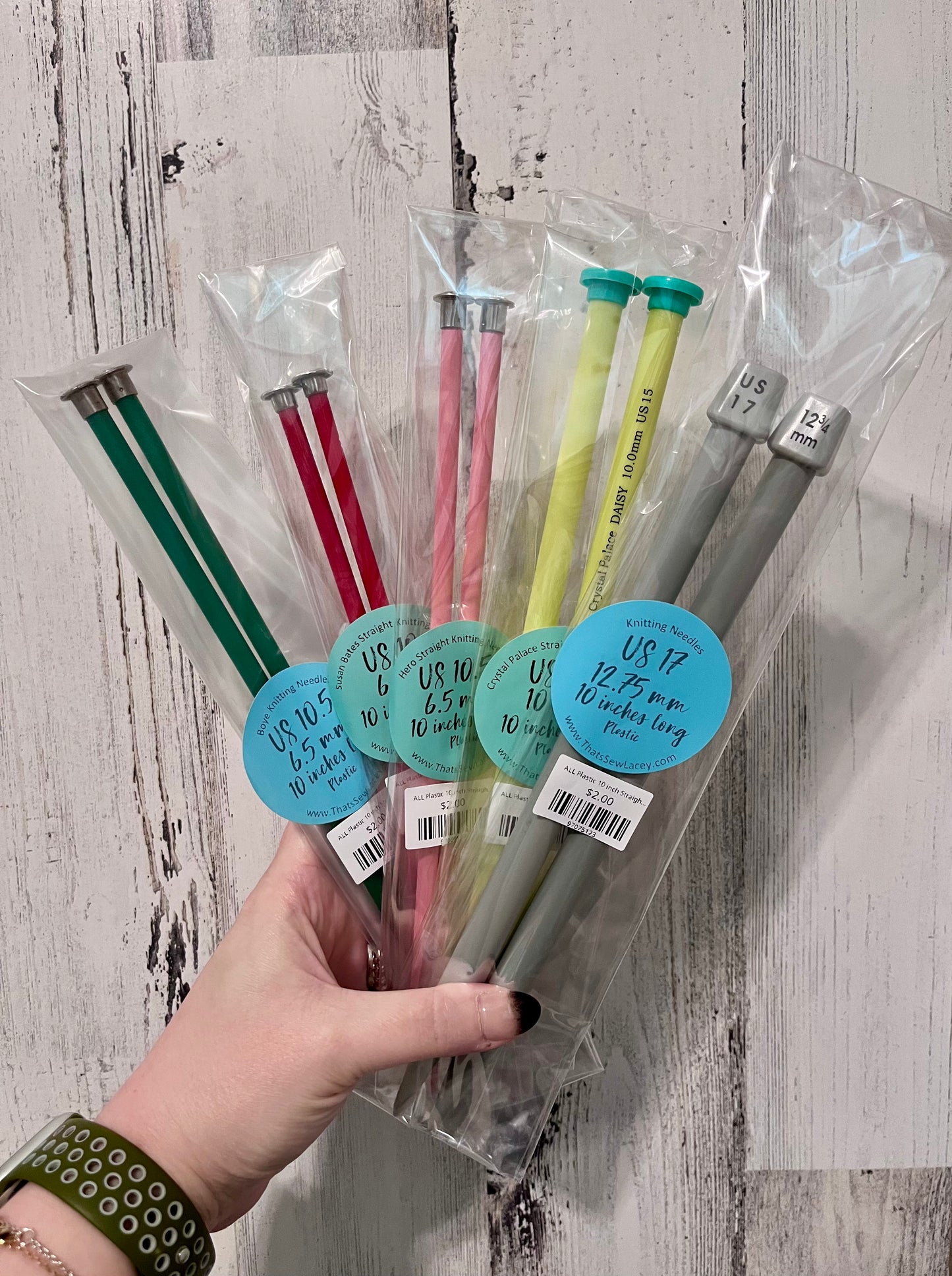 ALL Plastic 10 inch Straight Knitting Needles