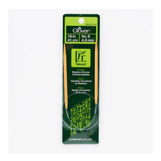 Clover Takumi 16 inch US 6 (4.0mm) Bamboo Circular Knitting Needles