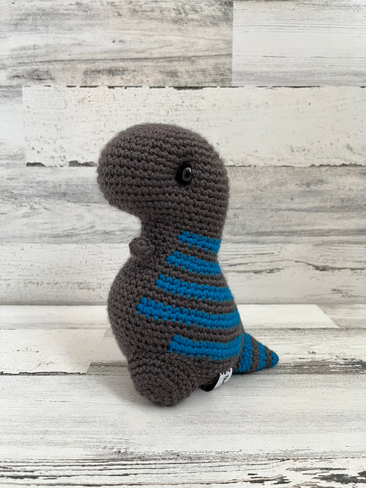 Graphite Gray with Sapphire Blue Stripes - Chubby Dinosaur